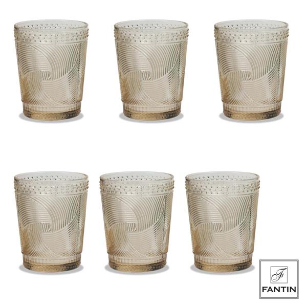 SET 6 BICCHIERI ACQUA VETRO AMBRA 330 ml