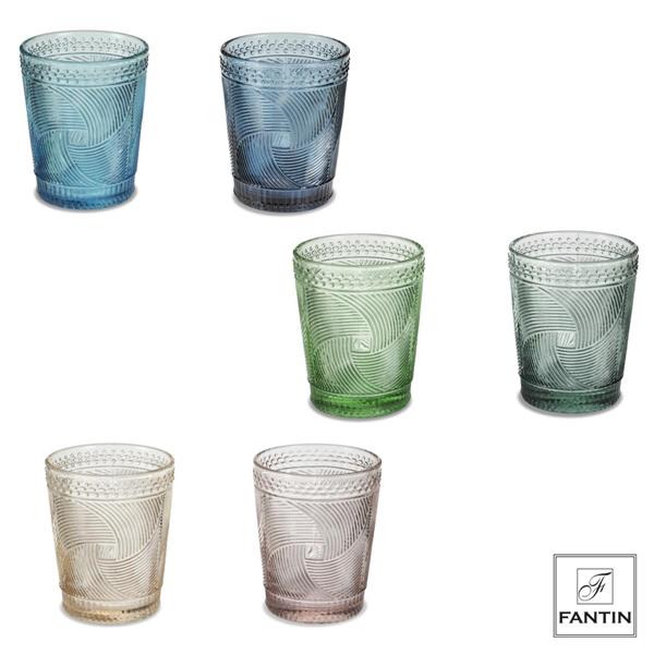 SET 6 BICCHIERI ACQUA VETRO COLORATI  330 ml