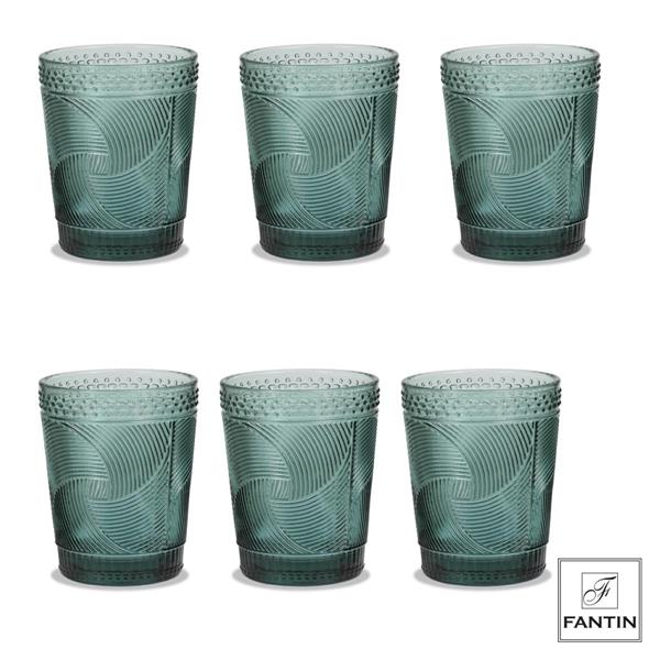 SET 6 BICCHIERI ACQUA VETRO VERDI  330 ml