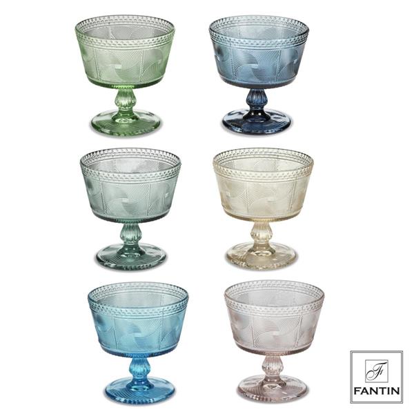 SET 6 COPPE GELATO VETRO COLORATE 290 ml