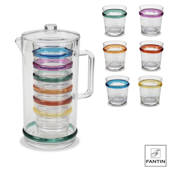 SET CARAFFA CON 6 BICCHIERI METACRILATO 2,5L - 380 ml - H27