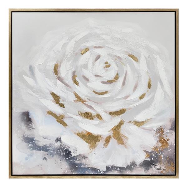 - QUADRO CON CORNICE ROSA BIANCA E ORO CM.100X100